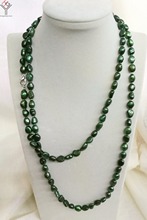 50 ''127 см женское ювелирное ожерелье 9x10 мм темно-зеленый жемчуг ручной работы длинное ожерелье натуральный барочный культивированный пресно... 2024 - купить недорого
