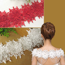3D Water Soluble Lace Applique Trim Headdress Flower Lace Dress Fabric The Bride Wedding Dress Lace Shoulder Belt DIY Accessory 2024 - buy cheap