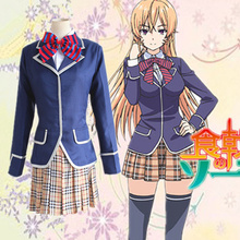 New Anime Shokugeki no Soma Cosplay Nakiri erina Halloween School Uniforms Winter Full Set 4in1(Coat+Shirt+Tie+Skirts) 2024 - buy cheap