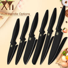 XYj-Juego de cuchillos de cocina de acero inoxidable, utensilio de cocina de utilidad Santoku, rebanador de pan, hoja afilada negra 2024 - compra barato