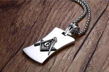 WholeSale 10pcs/lot Titanium Stainless Steel Freemason Masonic Freemasonry Men's dog tag pendant & necklace chain 60cm Silver HQ 2024 - buy cheap