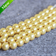 2015 Fashion  8-14mm Yellow Shell pearl beads Seashell DIY gift for women girl loose  Jewelry making design 15inch 2024 - buy cheap