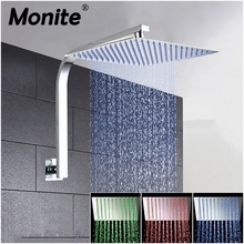 Monite 8 12 16 Inch Bathroom Shower Faucet Set Ultra-thin Panel Wall Mounted Rainfall Head Mixer Waterfall Rain Bathroom Faucets 2024 - buy cheap