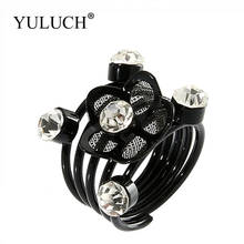 Женское кольцо с цветком YULUCH, элегантное колечко со стразами, вечерние/свадебные украшения, корейский стиль, для коктейльной вечеринки 2024 - купить недорого