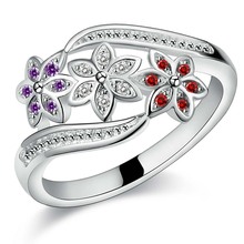 Красивый цветочный дизайн серебряного цвета кольцо на палец с цирконием Размер 7 #8 #9 # Хорошее качество модные ювелирные изделия для женщин ... 2024 - купить недорого