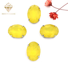 NEW Matt Lemon yellow opal oval shape sew on rhinestones with claw flatback Resin loose rhinestones DIY garment Accessories 2024 - buy cheap