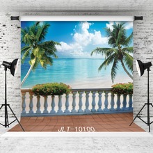 Seaside Palm Beach Railing Photographic Background for Children Baby Shower Vinyl Cloth Printed Backdrop Photo Studio Photophone 2024 - buy cheap