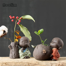 Pottery Small Monk Hydroponics Plant Flower Pot Creative Tea Pet Home Tabletop Decoration Vase With Hole 2024 - buy cheap