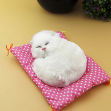 simualtion cat plastic& furs model about 15x12cm white sleeping cat sounding miaow , home decoration Xmas gift w5784 2024 - buy cheap