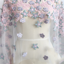 90x43cm tela de encaje bordado flor gasa encaje apliques para vestido de noche de boda 2024 - compra barato