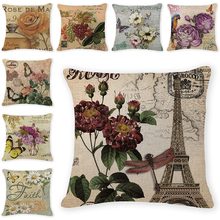 Vintage flowers Cushion Cover  Decorative Pillow Cases Art Car Seat Accessories Sofa Throw Pillowcase Home Textile Decor 45x45cm 2024 - buy cheap