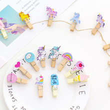 10pcs Unicorn DIY Photo Clips Handmade Cartoon Unicorn Wooden Picture Clip for Unicornio Party Supplies Birthday Decorations 2024 - buy cheap