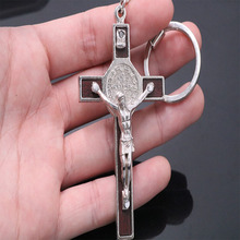 Catholic metal wooden retro cross key chain charm charm pendant car key chain pendant religious accessories 2024 - buy cheap