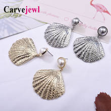 Carvejewl big earrings metal shell drop dangle earrings for women jewelry pearl girl gift new fashion European earring wholesale 2024 - buy cheap