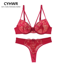 CYHWR-Tanga de encaje floral ultrafino para mujer, lencería femenina, con lazo, ropa interior, conjuntos de sujetador 2024 - compra barato
