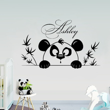 Personalizado nombre Panda pared calcomanía vinilo patrón de dibujos animados Nombre de bebé niños habitación decoración pared pegatina extraíble Mural Z186 2024 - compra barato