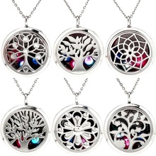 30mm Life Tree Lotus Flower Pendant Necklace Magnetic Aromatherapy Essential Oil Diffuser Beads Locket Pendant 2024 - buy cheap