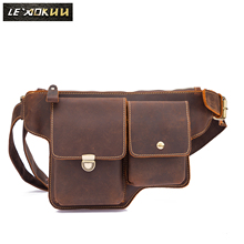 Fashion Original Leather Male Crossbody Sling Bag Design Casual Travel Phone Case Pouch Travel Fanny Waist Belt Bag Men 3015 2024 - buy cheap