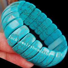 Free Shipping Fashion Jewelry Blue Dragon Veins Howlite Half Moon Stretch Bracelet 7" FG0827 2024 - buy cheap