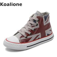 Детские кроссовки для мальчиков и девочек, классические парусиновые кроссовки с принтом в виде флага Великобритании на весну 2024 - купить недорого