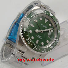 40mm Bliger green dial blue luminous marks GMT date sapphire glass automatic mens watch 179B 2024 - buy cheap