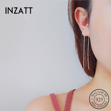 INZATT Minimalist Smooth Stick Bar Dangle Drop Earrings 925 Sterling Silver Fine Jewelry Metal Box Chain Pretty tassel 2018 Gift 2024 - buy cheap