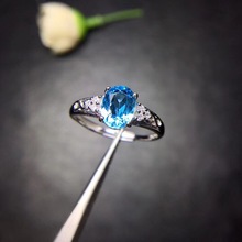 Женское кольцо с натуральным топазом, простого и изысканного дизайна, из серебра 925 пробы 2024 - купить недорого