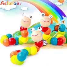 Colorful Wooden Toys Twisting  Educational Toys Worm Puzzle  Toys For Children ColorBaby Development Toys Fingers Game For Child 2024 - buy cheap