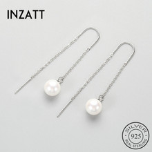 INZATT Bohemia Long Metal Tassel Pearl Dangle Drop Earrings For Women Engagement Fashion 925 Sterling Silver Jewelry Accessories 2024 - buy cheap