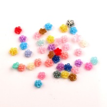 100Pcs Mixed Resin 6mm Flower Decoration Crafts Beads Flatback Cabochon Scrapbooking For Embellishments Kawaii Diy Accessories 2024 - buy cheap