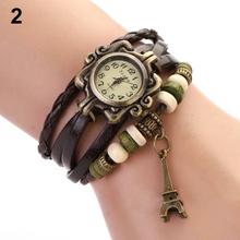 Reloj de pulsera de piel sintética trenzada de varias capas para mujer, Estilo Vintage, Torre Eiffel, informal, a la moda, envío directo 2024 - compra barato