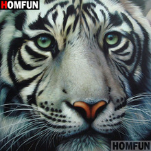 HOMFUN-pintura de diamante 5D DIY "Animal tiger", bordado 3D con diamantes de imitación cuadrados o redondos, estilo punto de cruz 5D, decoración del hogar, A17666 2024 - compra barato