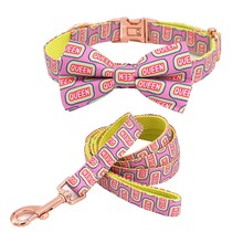 Queen Bow Collar Personazlied Dog Collar Customized Pet Collar Leash Bow For Dog 2024 - buy cheap