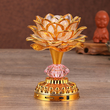 Lanterna de flor de lótus, lâmpada brilhante de buda com lâmpada led colorida, máquina de oração, deusa da música budista 2024 - compre barato
