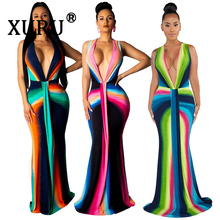 XURU-vestido estampado Digital para mujer, Sexy, con cuello en V, sin mangas 2024 - compra barato