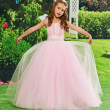 Vestidos de niña de las flores mullidas sin mangas de tul de color rosa 2024 - compra barato