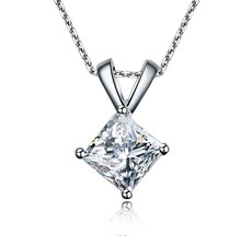 2Ct Princess Diamond Engagement Pendant Necklace Platinum 950 Statement Anniversary Day Gift For Her Everlasting Love Gift 2024 - buy cheap
