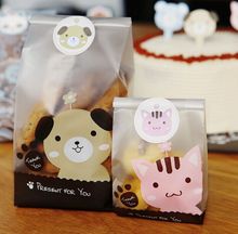 24pcs/lot 2 size pink cat and yellow dog plastic bags  packaging bags pouches wrappers cupcake 2024 - buy cheap
