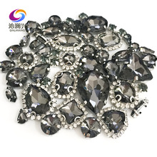 50pcs/bag Gray color Mix shape Crystal buckle+claw rhinestone,Silver base galss sew on stones diy/Clothing accessories MIXSK03 2024 - buy cheap