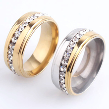 8 мм золотой цвет серебристый косой кристаллы в один ряд из нержавеющей стали 316L, кольца для свадьбы для мужчин и женщин, оптовая продажа 2024 - купить недорого