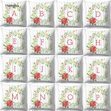 Hongbo fronhas decorativas com 26 letras, 45*45cm, capa de almofada de poliéster, fronhas decorativas 2024 - compre barato