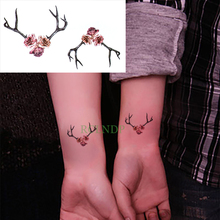 Tatuaje temporal a prueba de agua pegatinas Rosa Cool Sharp Antler tatuaje falso Flash tatuaje mano parte trasera del pie para chica mujeres hombres 2024 - compra barato