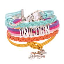 Drop Shipping Infinity Love UNICORN Bracelets & Bangles unicorn horse Charm Leather Bracelet Christmas jewelry Birthday Gift 2024 - buy cheap