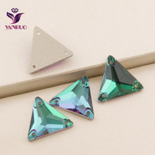 YANRUO изумруд 3270 треугольник пришить стразы кристалл большие камни Зеленый Стразы пришитые на платье 2024 - купить недорого