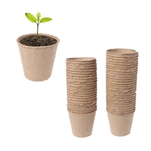 Macetas redondas biodegradables de pulpa de papel para plantas, taza de vivero, bandeja de jardín, 50 piezas, nuevo 2024 - compra barato