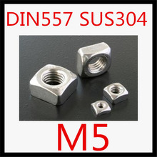 100pcs/lot  High Quality  DIN557 Stainless Steel 304 m5 Square Nut 2024 - buy cheap