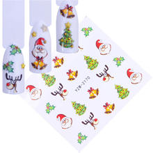 1 лист, переводные наклейки для дизайна ногтей «Рождественская елка»/«Санта-Клаус»/«колокольчик»/«Олень» 2024 - купить недорого