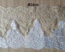 Hot Sale 1 Meter Silver Gold Lace Trim Vintage Lace Fabric Trim Embroidery Lace Trim Gold Mesh Lace 18cm Width 2024 - buy cheap