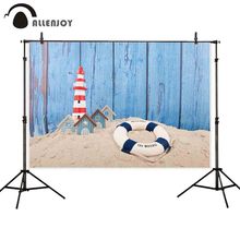 Allenjoy-fundo de fotografia para bebê, pano de fundo de verão, areia de madeira azul para estúdio de foto recém-nascido, decoração com fotochamada 2024 - compre barato