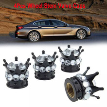 4Pcs Chrome Black Crown Bling Diamond Tire/Wheel Stem Valve Caps Car Truck Creative modified car tire cap 2024 - compre barato